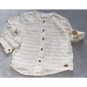 Zara striped cotton/linen shirt button down 18m EUC